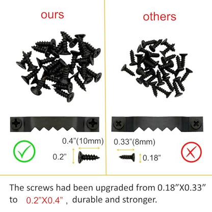 50 Pack Small Sawtooth Picture Hangers - Steel Picture Hanging Solutions with Screws, for Hanging Clock Paintings Artwork Frame Hooks (Black) - color: Small Black-50 Pack