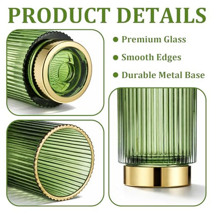 2 Pack Glass Makeup Brush Holder Organizer, Crystal Glass Toothbrush Holders, Desk Pen Pencil Holder, Multifunctional Vintage Brush Cup for Desk Vanity Bathroom Bedroom
