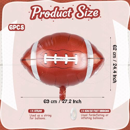 Biapian 26 Inch Football Balloons Set, Football Party Decorations, 6 Pcs Large Football Shaped Foil Balloon Helium for Boys Men Sport Event Themed Birthday Party Decorations Supplies - style: Football