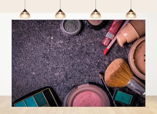 9x6ft Fabric Makeup Cosmetics Flat Lay Backdrop Beauty Product Texture Photography Background Stylish Cosmetic Charm Party Decor Home Tapestry Photo Props - size: 9X6ft