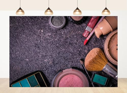 8x8ft Fabric Makeup Cosmetics Flat Lay Backdrop Beauty Product Texture Photography Background Stylish Cosmetic Charm Party Decor Home Tapestry Photo Props - size: 8X8ft