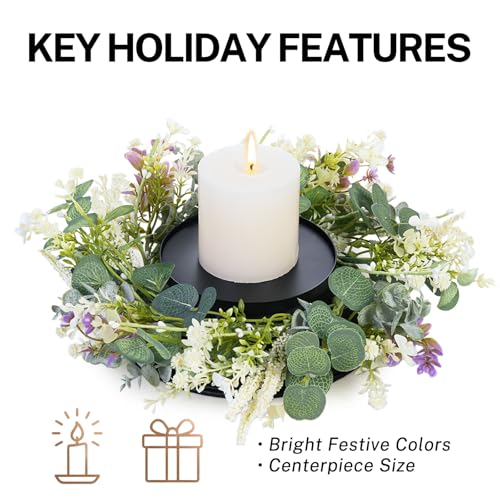 MOYEE Candle Holder Centerpieces for Tables,Candle Ring,Wreaths, Black Metal Candle Stick Paired Artificial Flowers 14 in Versatile Dining Table Centrepiece - color: Golden Thread Orchid Leaf Wreath