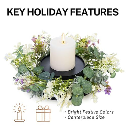 MOYEE Candle Holder Centerpieces for Tables,Candle Ring,Wreaths, Black Metal Candle Stick Paired Artificial Flowers 14 in Versatile Dining Table Centrepiece - color: Golden Thread Orchid Leaf Wreath