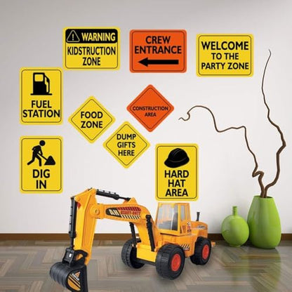 WERNNSAI Construction Party Decorations - 12 PCS Construction Birthday Party Supplies for Boys Kids Truck Birthday Cutouts Traffic Road Signs for Under Construction Party Baby Shower Wall Decor - style: Construction