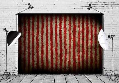 BELECO 12x8ft Fabric Evil Halloween Circus Backdrop for Photography Circus Carnival Bloody Red and White Stripes Scary Blood Splatter Party Decor Clown Banner Halloween Background Photo Studio Props - size: 12x8FT