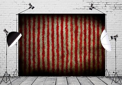 BELECO 12x8ft Fabric Evil Halloween Circus Backdrop for Photography Circus Carnival Bloody Red and White Stripes Scary Blood Splatter Party Decor Clown Banner Halloween Background Photo Studio Props - size: 12x8FT