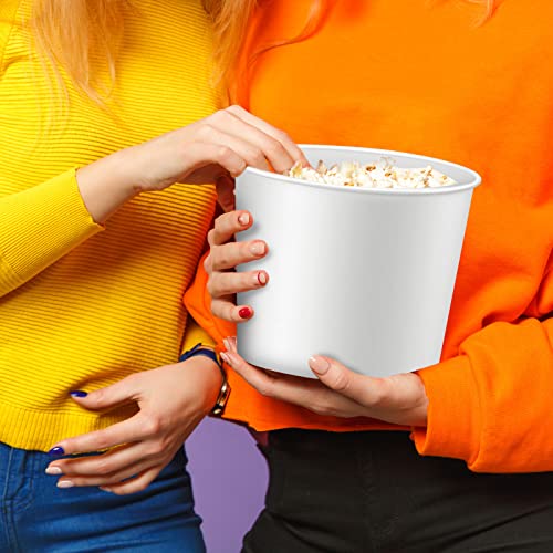 Hoolerry 50 Pcs 85 oz Paper Bucket Cardboard Food Bucket Bulk Disposable Food Container for Birthday Party, Wedding, Baby Shower, Event Gather Party Supplies (Cardboard,White) - color: White, size: Cardboard