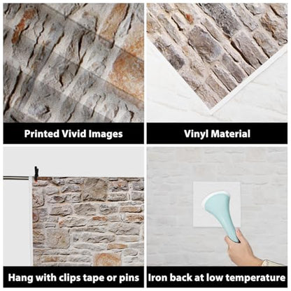 AOFOTO 3x5ft Infant Photography Studio Background Baby Photo Shoot Backdrop Old Stone Wall Hardwood Floors Toddler Child Kid Artistic Portrait Digital Video Props Scene - size: 3x5ft