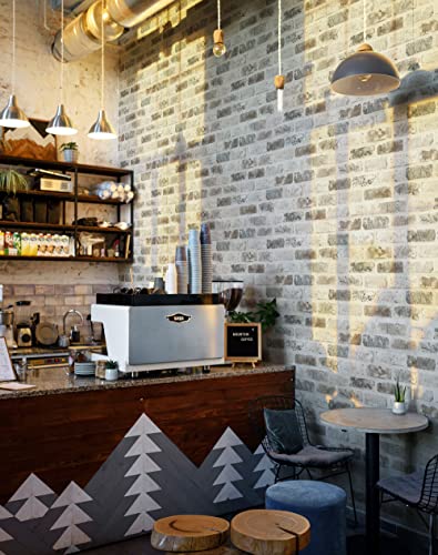 Guvana 17.3"×590" Brick Peel and Stick Wallpaper Grey Brown 3D Self Adhesive Wall Paper Removable Contact Paper Brick Textured Vintage Wallpaper Decorative Wall Classroom Covering - color: Grey and Brown, size: 17.3" x 590"