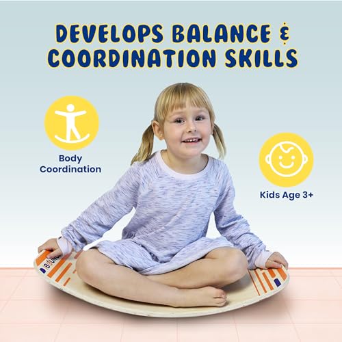 New Bounce Balance Board - Premium Wooden Wobble Board for Exercise & Balance Training - Supports Up to 480 Lbs. - Versatile Rocking Balance Boards for All Ages - size: Large (11.8"x35")