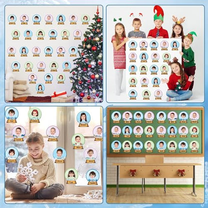 60pcs Winter Theme DIY Cutouts Snow Globe Bulletin Board Decoration Set Christmas Snow Globe Paper Cut-Outs Decor for Winter Holiday DIY Photo Craft Xmas Party School Classroom Wall Door Supplies - style: Snow Globe