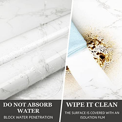 practicalWs Peel and Stick Marble Wallpaper 15.7'' x 236.2'' Marble Contact Paper for Cabinets and Drawers, White Gray Granite Self Adhesive Removable Kitchen Backsplash Vinyl Roll Wall Paper - color: Gray/White, size: 15.7" x 236.2"