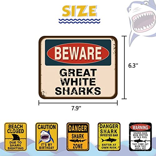 WERNNSAI Shark Party Decorations - 6 PCS Funny Shark Birthday Party Decoration Signs for Boys Kids Under The Sea Theme Birthday Baby Shower Supplies Ocean Shark Sign Decor for Jaws Party Decorations - style: Shark 001