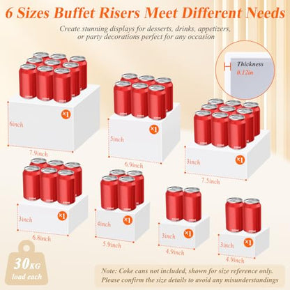 7Pcs White Acrylic Buffet Risers with Mini Sign and Marker, Food Display Risers for Party Catering Dessert Jewelry Collectibles,Acrylic Cube Nesting Boxes with Hollow Bottoms(8" 7.5" 7" 6.8" 6" 5" 5") - size: 8" 7.5" 7" 6.8" 6" 5" 5"