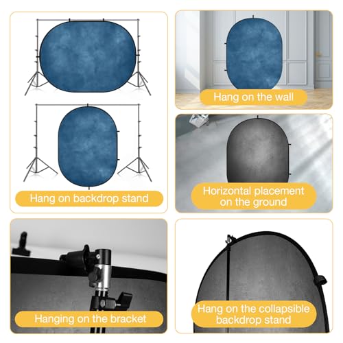 Kate Collapsible Backdrop Pop Up Photo Backdrops Grey Blue Foldable Background for Headshot, for Portrait Photography, for Video, 5x6.5ft
