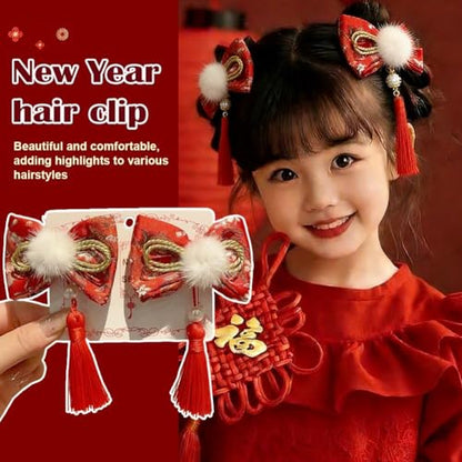 New Year Hair Clips Headdress Costume Photo Props Red Chinoiserie Hair Barrettes Chinese Hairpins for Party Spring Festival - color: style1, size: 1 Count (Pack of 1)