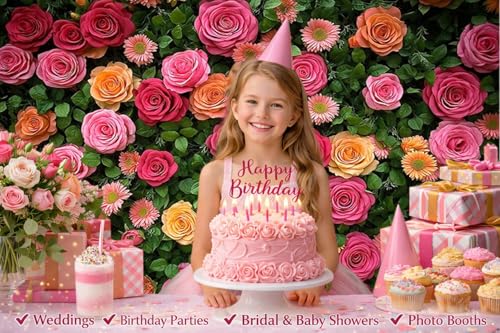 7X5ft Floral Backdrop for Photography Valentine's Day Backdrop Wedding Backdrops Spring Flower Photography Backdrop Mother's Day Backdrops for Photographers Studio Props 049 - size: 7x5ft