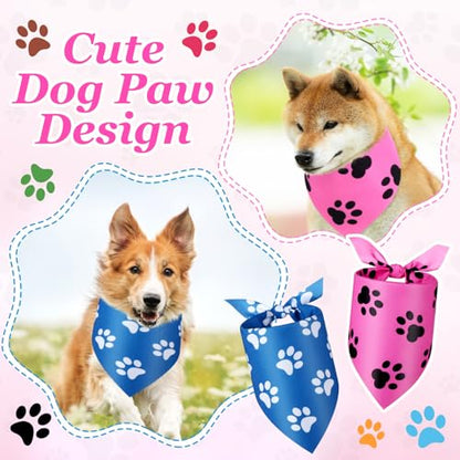 Abbylike 100 Pcs Paw Print Dog Bandanas Bulk Cute Footprint Bandanas for Dogs Triangle Kerchief Bib Scarf for Pets Halloween Party Costume Photo Props Daily Accessories Pet Shops (25.6 x 17.7 x 17.7) - size: 25.6 x 17.7 x 17.7 Inch, style: Paw Print