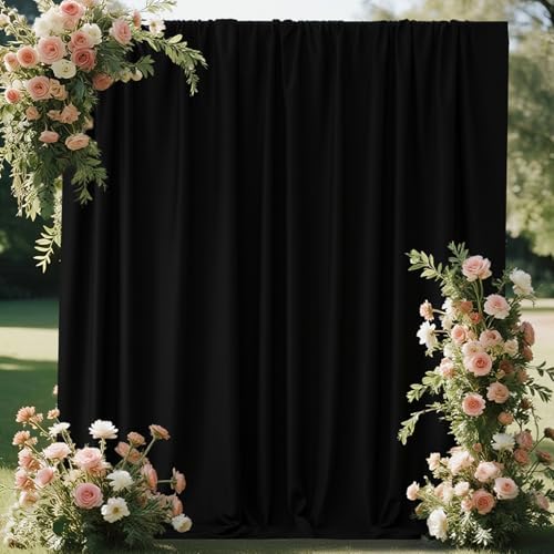 10x10FT Black Backdrop Curtains for Parties, Black Photo Backdrop Curtain Wrinkle-Resistan Drapes Panels for Party Birthday Wedding Halloween Decoration Photography, 5x10FT, 2 Panels - color: Black, size: 5x10ft(2 Panels)