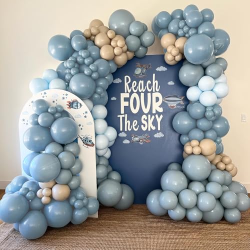 Double Dusty Blue Stuffed Balloons Different Size 115Pcs 5/10/12/18" Slate Blue Balloon Arch Garland kit for Birthday Baby Shower Bridal Shower Gender Reveal Wedding Theme Party - color: Dark Dusty Blue