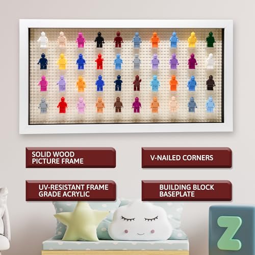 Figurine Display Case 10x20.125 White Shadow Box for Miniature Figures 10x20.125 White Wood Shadow Box with White Base to Display Up to 56 Block Figures - color: White With White Blacking, size: 10x20.125