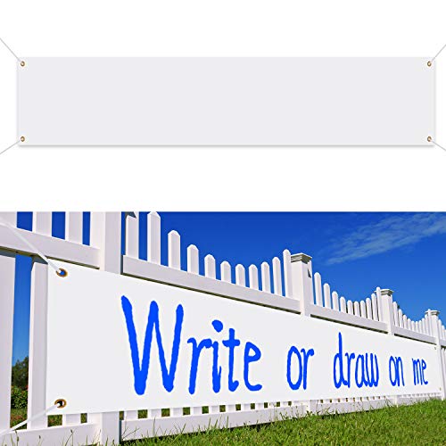 Zonon Large Blank Banners And Signs Polyester Oxford Cloth Sublimation Banner To Decorate With Hanging Rope For Indoor Wall Outdoor Easy Hang Diy Signs For Business Office(White,1.6 x 9.8 Feet) - color: White, size: 1.6 x 9.8 Feet