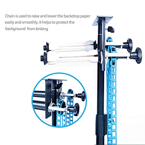 Photography Backdrop Double Roller Wall Mounting Manual Background Support System for Using Light Stand, Including Two Double Hooks, Four Expand Bars, Two Chain, Eight Screws