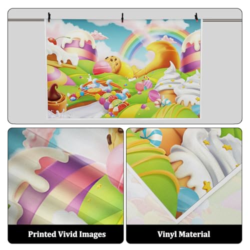 AOFOTO 5x3ft Candyland Backdrop Fantasy Giant Lollipop Candy Land Candy Themed Party Decorations Banner Cartoon Rainbow Ice Cream Dessert Shop Decor Background Kids Baby Birthday Photoshoot Props - size: 5x3ft