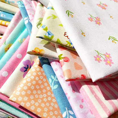 flic-flac 25pcs 8 x 8 inches (20cmx20cm) Cotton Fabric Squares Quilting Sewing Floral Precut Fabric Square Sheets for Craft Patchwork (25pcs 20cm*20cm) - size: 25pcs 20cm*20cm