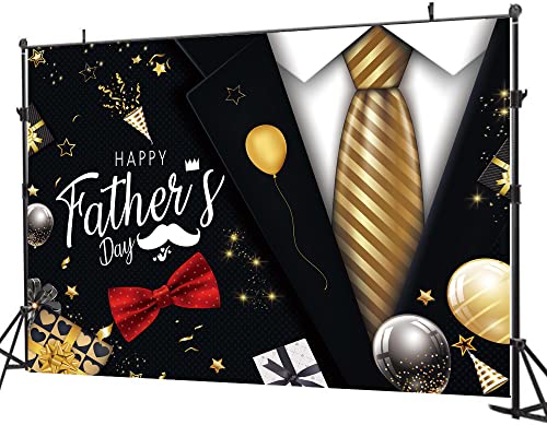 8X6FT Happy Father's Day Backdrop Gold Tie Suit Backdrop Father's Day Party Photo Backdrops for Father's Photo Booth Prop Decoration Photography Background DH-405 - size: 8X6FT