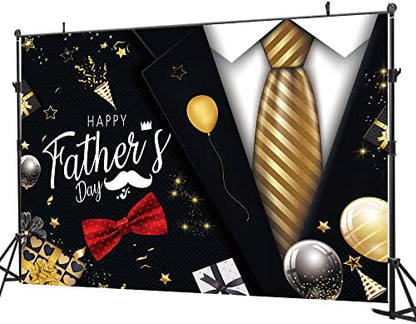 8X6FT Happy Father's Day Backdrop Gold Tie Suit Backdrop Father's Day Party Photo Backdrops for Father's Photo Booth Prop Decoration Photography Background DH-405 - size: 8X6FT