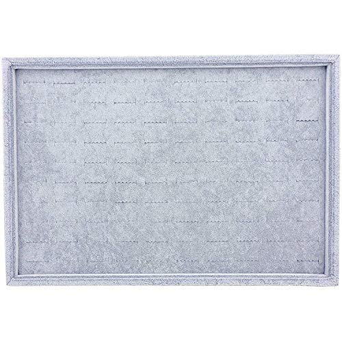 Grey Velvet Stackable 100 Slot Ring Inserts Jewelry Tray Showcase Display Organizer Holder Storage Box Case Pad Stackers for Valet Closet, Decorate Vanity Table, Cabinet, College Dorm Drawer - color: Grey 100 Slot Rings