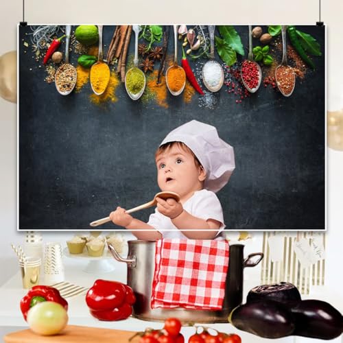 6x4ft Condiment Spice Backdrop Scoop Colorful Condiment Seasoning Food Cooking Material Black Plate Photography Background Party Conference Cuisine Video Studio Photo Props Polyester - size: 6x4ft-polyester