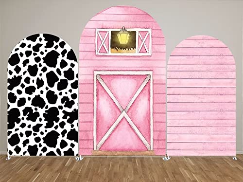 HUAYI Pink Wood Arch Backdrop Cover Girl Pink Farm Parties Chiara Backdrops Decorations Arched Wall Covers Stands Display Props Farm Party Banner GX239 4ft * 7ft - color: Gx239-arch Cover, size: W4ft by H7ft (120cm by 210cm)