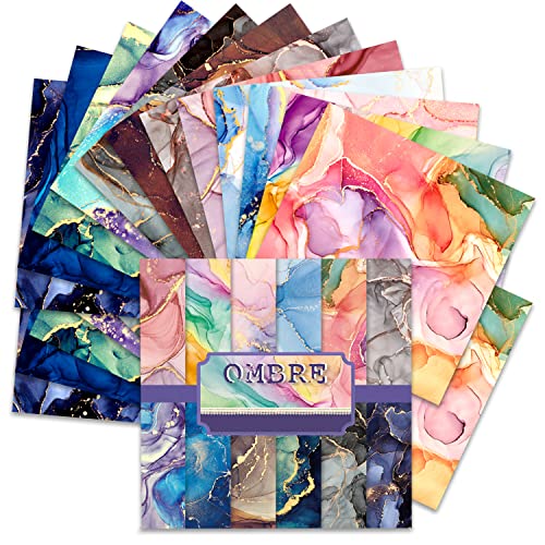 BLEDS Scrapbook Paper, 24 Sheets Craft Scrapbooking Paper 6x6 Pad Watercolored Single-Side Printing Junk Journal Cardstock Paper Supplies for Card Making Decorative Background Art Album - color: 6x6 Ombre