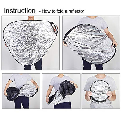 Selens 5-in-1 Triangle Reflector (32 Inch) with Handle for Photography Photo Studio Outdoor Lighting - size: 32 Inch Triangle Reflector