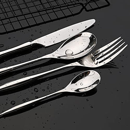 JASHII Silverware, Luxury Royal 16 Pieces 18/10 Stainless Steel Steak Knife and Spoon Fork Flatware Utensils Set Service for 4, Simple Look, Modern Design, Dishwasher Safe