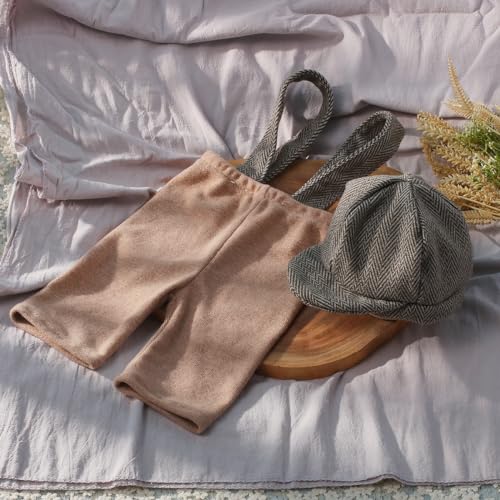 Ylsteed Newborn Boy Photoshoot Outfits 2Pcs Baby Photography Outfits Girl Baby Photography Props Newborn Gentleman Suit Photography Boy Suspender Pants with Beret 9-12lbs/0-3 Months (Coffee) - color: Coffee