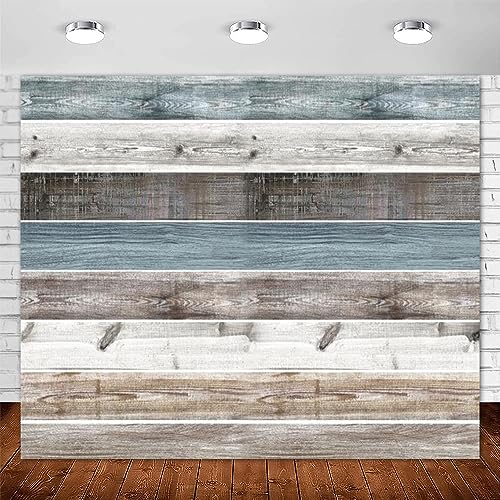 10x8ft Wooden Large Backdrop Rustic Countryside Wood Wall Backdrops Brown White Blue Vintage Wooden Photography Background for Party Baby Shower Photo Shoot Cake Smash Wedding Birthday Backdrop - color: Blue, size: 10x8ft