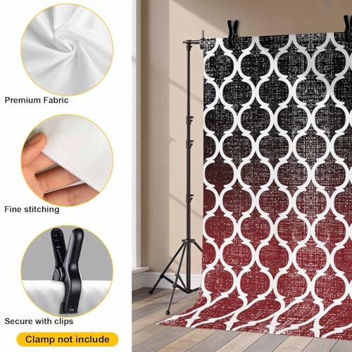 Retro Moroccan Backdrop for Photography, Trellis Red Black Ombre Abstract Geometric Photo Backdrop Portrait Background Party Banner Photo Backgrounds for Studio Booth Props, 8x6ft - color: Red, size: 8x6FT