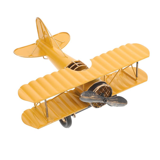 ibasenice Retro Aircraft Model Vintage Airplane Desk Decor Faux Leather Small Plane Ornament 8.34 Inch for Home Office Study Tabletop Decoration - color: Yellow
