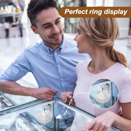 AHANDMAKER 2Pcs Clear Acrylic Ring Holder, Oval Ring Holder Blocks with Clip Ring Showcase Display Holder Rings Stand Jewelry Storage Organizer Display Riser Stand for Jewelry Ring - style: Oval