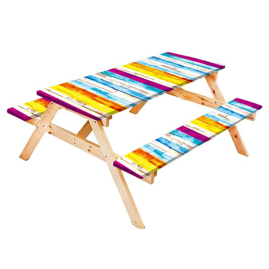 Art Colored Print Decorative Artistic Design Picnic Table Cover with Bench Covers Camping Essentials Folding Outdoor Table Cloth Gift for Camping and Hiking Lovers - color: Wooden Texture16
