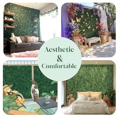 HWT 12 Pcs 20"X20"Grass Wall Backdrop, UV-Protected Greenery Wall Backdrop, Grass Wall Panels, Boxwood Hedge Wall Green Wall Decor Boxwood Panels Indoor & Outdoor Decor