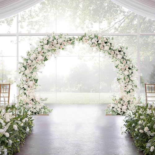 Efavormart 8.2ft Gold Metal Crescent Moon Wedding Arch, Large Curved Floral and Balloon Backdrop Stand with Stable Base for Celestial Theme Photography and Parties - color: Gold, size: Stand - 8ft