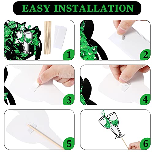 Zonon 24 Pcs Funny Photo Booth Props Class of 2026 Graduation Birthday Wedding Family Class Reunion Prom Disco Party Celebration Decoration Supplies Mix of Hats, Lipstick, Tie(Green and Black) - color: Green and Black