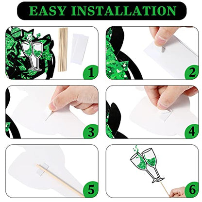Zonon 24 Pcs Funny Photo Booth Props Class of 2026 Graduation Birthday Wedding Family Class Reunion Prom Disco Party Celebration Decoration Supplies Mix of Hats, Lipstick, Tie(Green and Black) - color: Green and Black