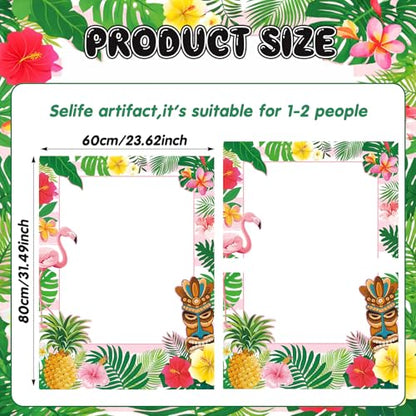 Beeveer 32 x 24 Inch Large Summer Luau Photo Booth Frame Hawaiian Friends Selfie Picture Props for Tropical Tiki Birthday Baby Shower Bridal Shower Wedding Decorations - style: Hawaii Style