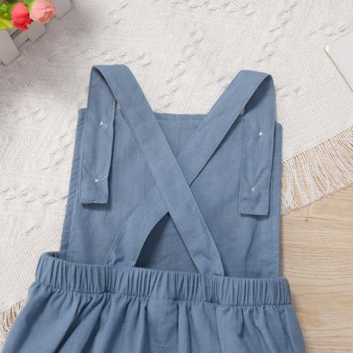 IMEKIS Baby Girls Boys Boho 1st Birthday Outfit Backless Overalls Romper for Cake Smash Photo Shoot - color: Blue + White One, size: 9-12 Months