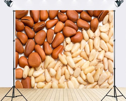 Trykid 10x7ft Pine Nuts Nut Closeup Backdrop Natural Food Texture Photography Background Kitchen Decor Party Decoration Tapestry Photo Booth Prop Fabric - size: 10x7ft